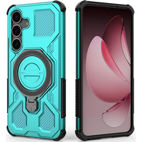 Resistente Cover Per Cellulare Per Samsung Galaxy S25 Fe, Robusta Custodia Con Supporto Ad Anello, Supporto Magnetico E Supporto Verde Menta-image