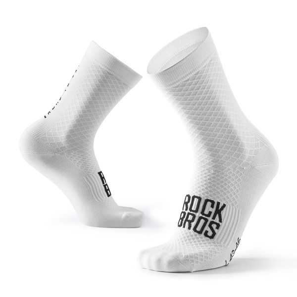 Rockbros Road-To-Sky 1 Paio Di Calzini Da Ciclismo Uomo Donna Calzini Sportivi Da Strada Bici Da Corsa Traspiranti Calzini Lunghi Multicolore Bianco M-image