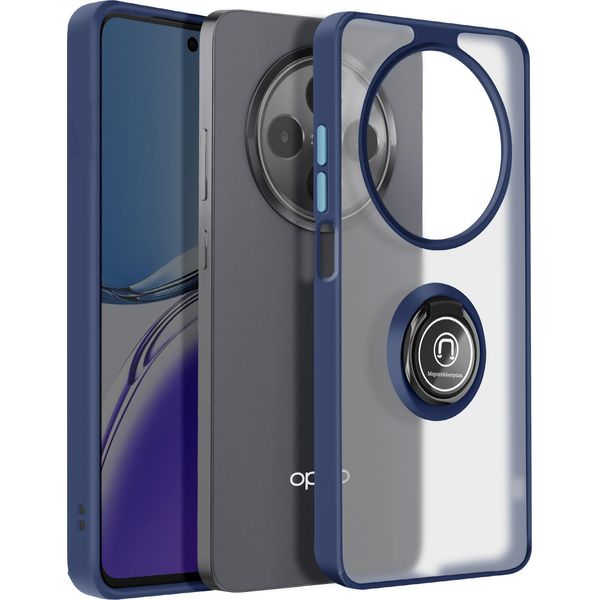 Avizar, Oppo Reno 12F Custodia Anello Magnetico Trasparente, Blu-image