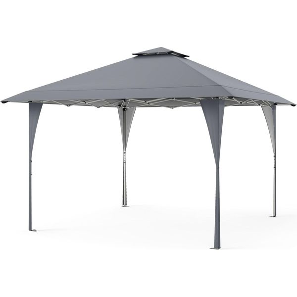 Costway Gazebo Pop Up 4X4M, Gazebo Da Giardino Regolabile In Altezza Con Doppio Tetto E Borsa Per Il Trasporto, Gazebo Pieghevole Impermeabile Da Giardino Tenda Da Festa Stabile Grigio-image