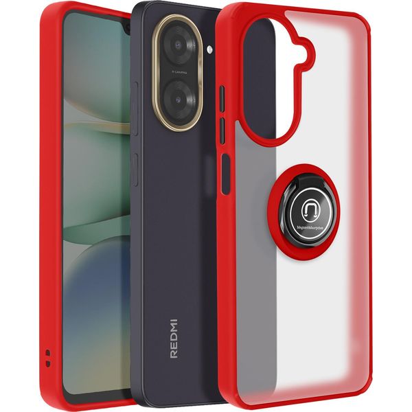 Avizar, Xiaomi Redmi A5 Cover Anello Magnetico Trasparente, Rosso-image
