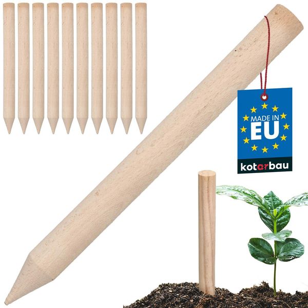 Kotarbau® Set Di 10 Pali Per Fagioli In Legno Da 30 Cm Pali In Legno Pali In Legno Di Faggio Pali Per Piantare Pali In Legno Pali In Legno Pali Per La Messa A Terra Pali In Legno Duro Palo Per La Messa A Terra Palo Rotondo-image
