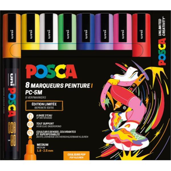 Set Di Pennarelli Posca PC5M 8 Pezzi Colori Pop - Set Di Pennelli Creativi-image