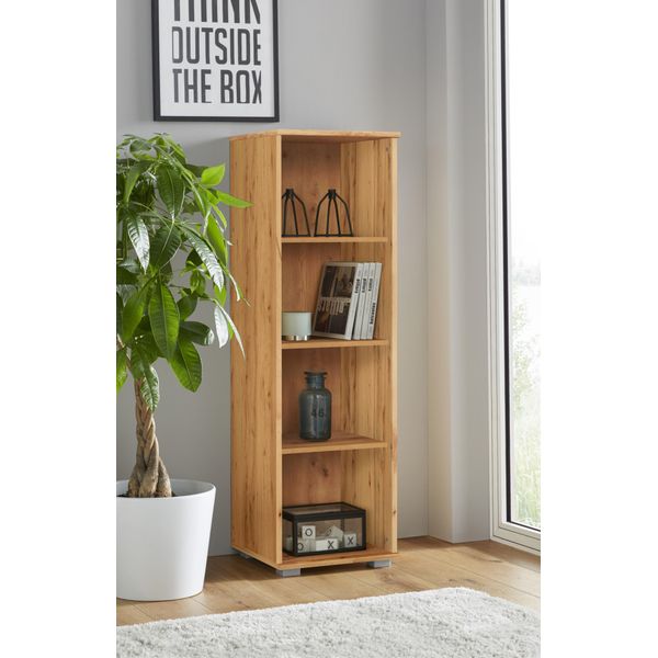Standregal Priess, Beige (Astkernbuchefarben), B:41Cm H:135Cm T:38Cm, Holzwerkstoff, Regale, BüCherregal Standregal-image