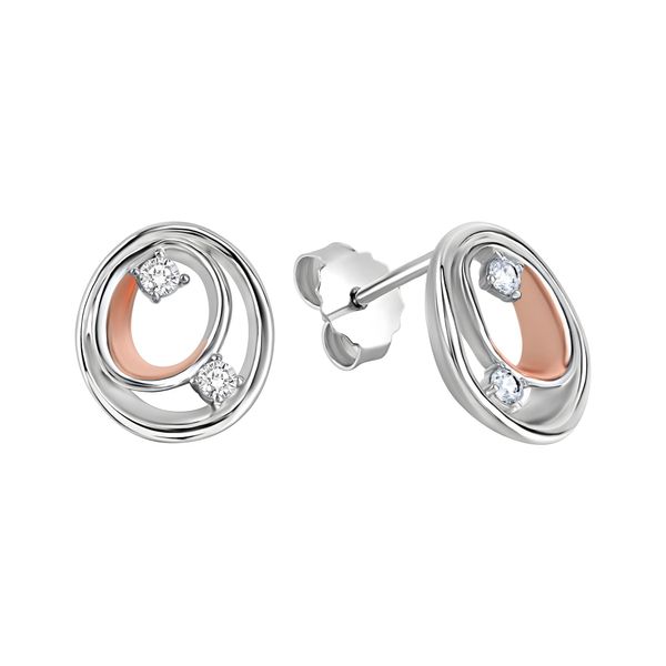 Paar Ohrstecker Vivance "925/- Sterling Silber Rhodiniert Und Rosé Vergoldet Zirkonia", Bunt (Mehrfarbig, Weiß), Ohrringe, Damen, One-Size, Silber 925 (Sterlingsilber)-image