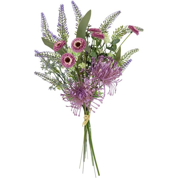 Kunstblume I.Ge.A. "Kunstblumen-Strauß Protea Zinnien Lavendel", Lila (Violett), B:30Cm H:50Cm L:14Cm, Polyester, Kunstpflanzen, Bouquet BlumensträUßE Dekoblume Blumen Grabdeko-image