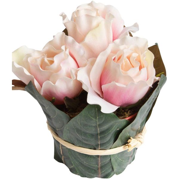 Kunstblume BOTANIC-HAUS "Rosenarrangement Groß Mit BläTtern Umwickelt", Rosa, B:13Cm H:14Cm T:13Cm Ø:13Cm, Kunststoff, Kunstpflanzen-image