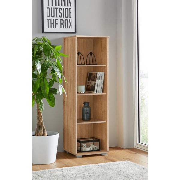 Standregal Priess, Braun (Struktureichefarben Hell), B:41Cm H:135Cm T:38Cm, Holzwerkstoff, Regale, BüCherregal Standregal-image