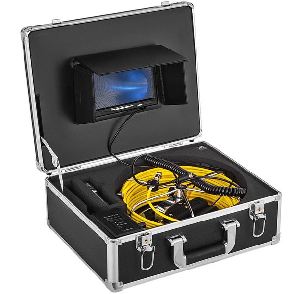 Vevor Telecamera Per L'ispezione Delle Fognature Da 30 M - Endoscopio Industriale Con Monitor Da 7", Videoregistratore Hd (Dvr), Telecamera Per L'ispezione Di Tubi E Scarichi"-image