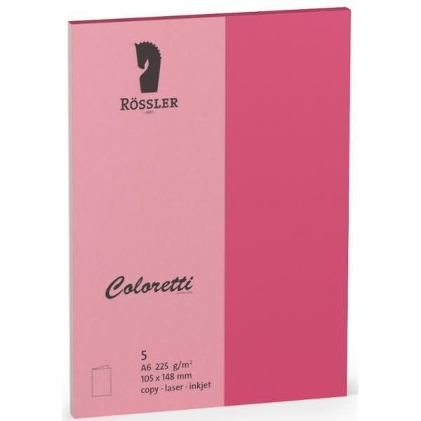RöSsler Papier 220706554 Coloretti Doppio Cartoncino - Altezza A6, 5 Pezzi, Rosa-image
