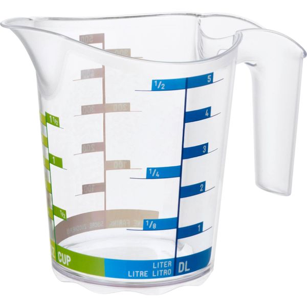 Rotho Domino Messbecher Transparent, Mit Skala, Inhalt: 0,50 Liter-image