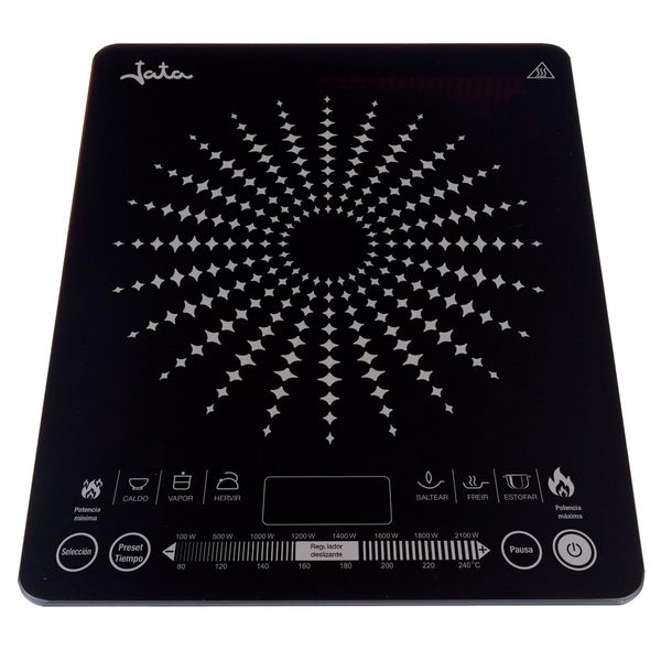 Jata VIN145 Fornello Elettrico A Induzione Portatile Da 12 A 26 Cm Di Diametro. 8 Funzioni. Pulsanti A Sfioramento. Display A Led. 2.100 W Di Potenza. Regolatore Di Temperatura E Potenza Scorrevole.-image