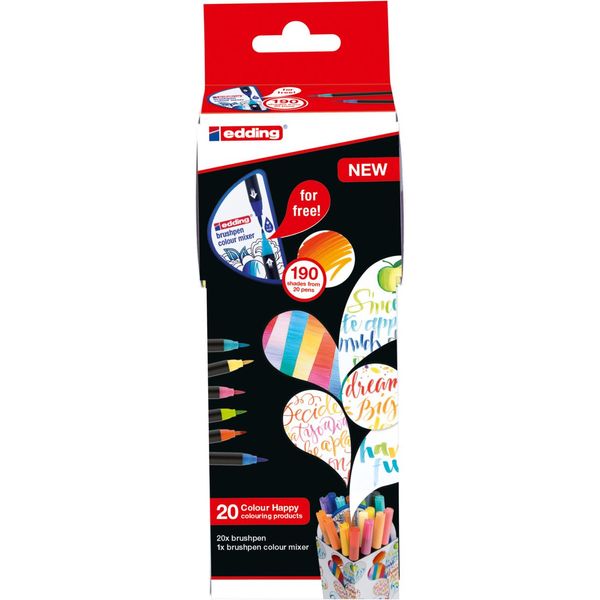 Edding 4-CH20+1 Penne Con Punta In Fibra Colour Happy Box - 20+1 Pezzi, Assortiti-image
