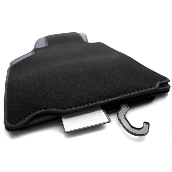 Tappetini Premium Porsche 911 996 Carbio (Con Bose) Velours Tappeto Auto Qualità Originale Nubuck + Cuciture Rosse-image