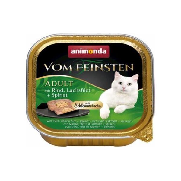 Animonda Vom Feinsten Adult Schlemmerkern Con Manzo, Filetto Di Salmone E Spinaci 100 G X 32-image