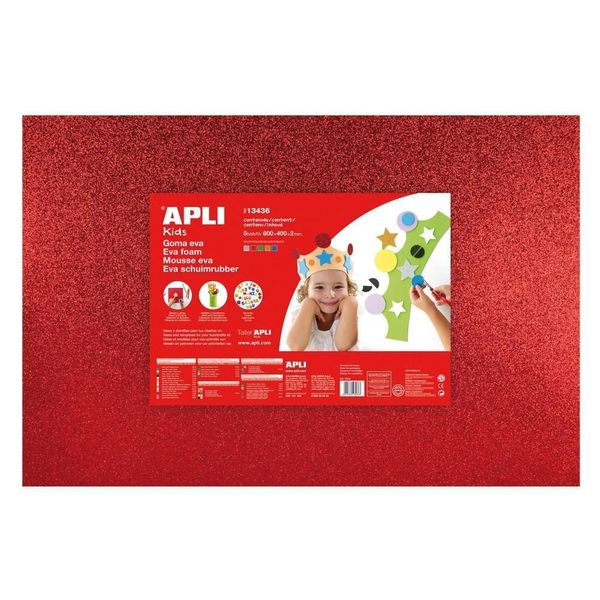 Carta Apli 600X400X2 Mm Con Glitter Mix Di Colori/5 Fogli-image
