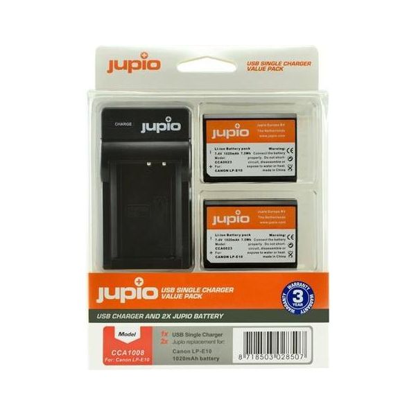 Set Jupio 2X LP-E10 1020 Mah + Caricatore Usb-image