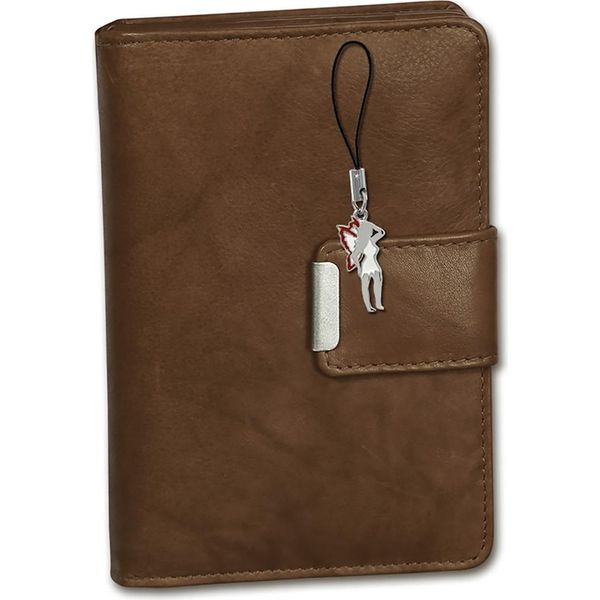 Money Maker Portafoglio Da Donna In Vera Pelle Marrone 13X3X9Cm - Incluso Ciondolo A Forma Di Fata D2OPJ701C-image