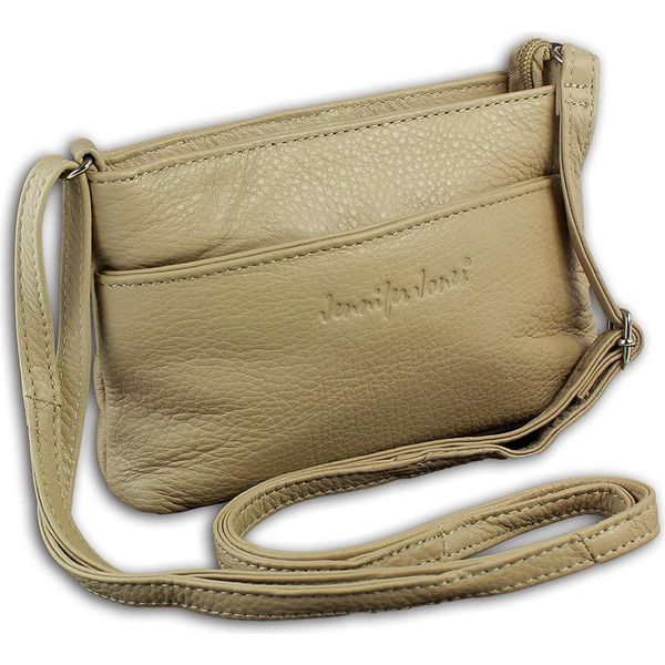 Jennifer Jones Borsa Da Donna In Vera Pelle Beige 21,5X4X14 - Incluso Ciondolo A Forma Di Fata D2OTJ1460C-image