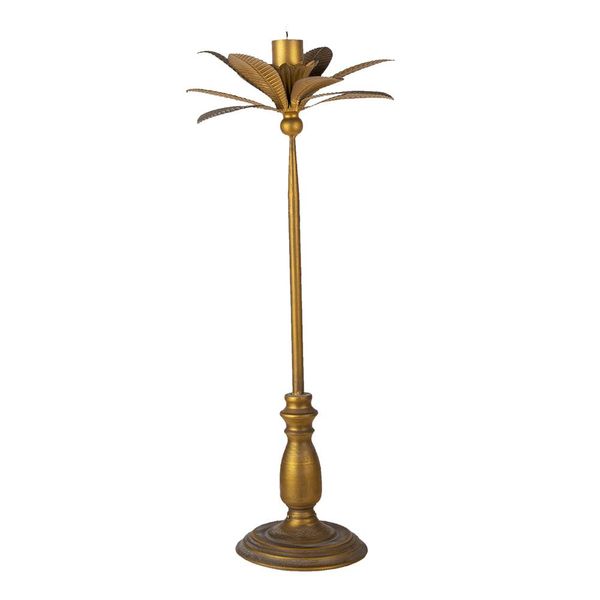 Candeliere Clayre & Eef Ø 28X67 Cm Foglie Di Ferro Color Oro-image