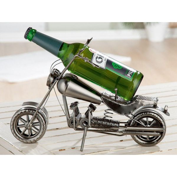Gilde Flaschenhalter, Motorrad, "Motorrad"", Metall, Silberfarben, , L. 14,5 Cm, B. 36 Cm, H. 25 Cm 65165/Abverkauf Nur Solange Vorrat Reicht"-image