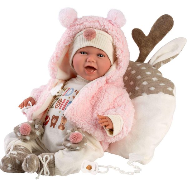 Llorens Bambola Sorridente Mimi Rosa Con Cuscino E Suono 42 Cm-image