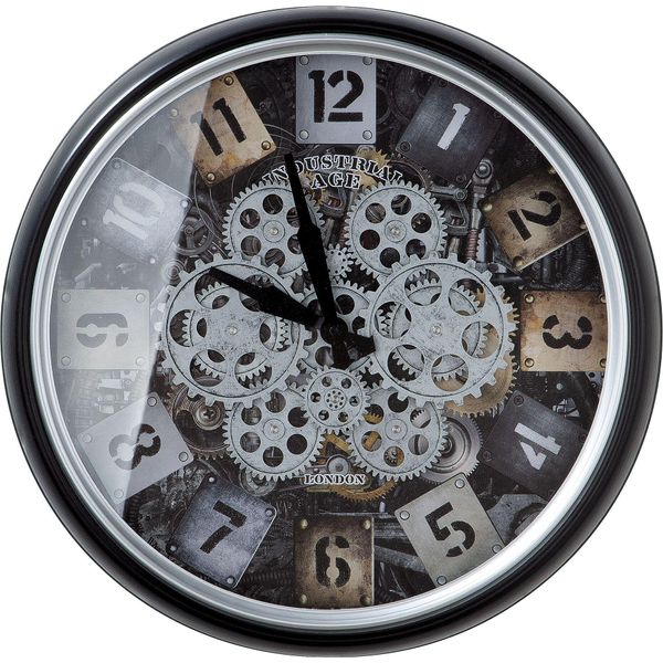 Casablanca Wanduhr, Rund, "Steam"", ZahnräDermotiv, Glas, Metall, Schwarz, , L. 9 Cm, D. 51 Cm 50360"-image