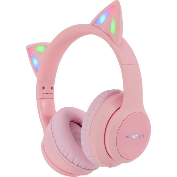 Cuffie Bluetooth Senza Fili Con Orecchie Di Gatto - Cuffie Per Bambini Con Luce Led - Cuffie Bluetooth - Cuffie Senza Fili - Cuffie Per Bambini - Rosa - Imoshion-image