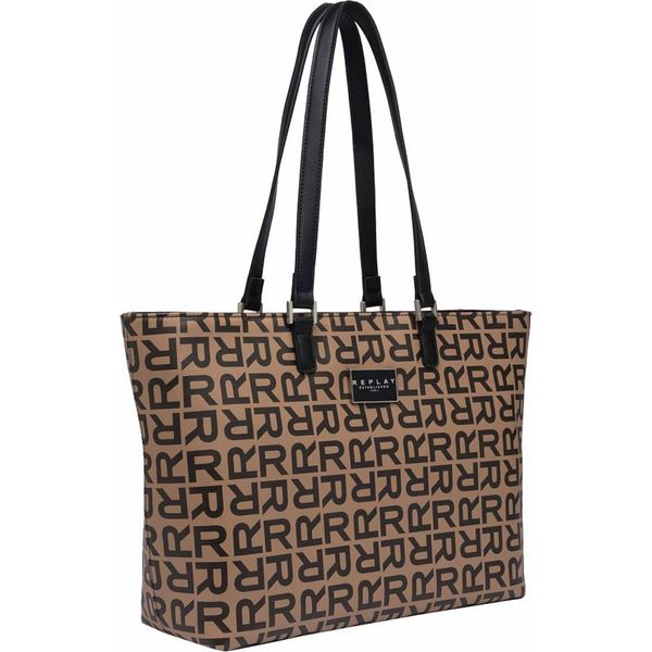Replay Borsa Shopper Borsa A Tracolla Shopper Pale Grey Brown + Black Marrone Chiaro-image