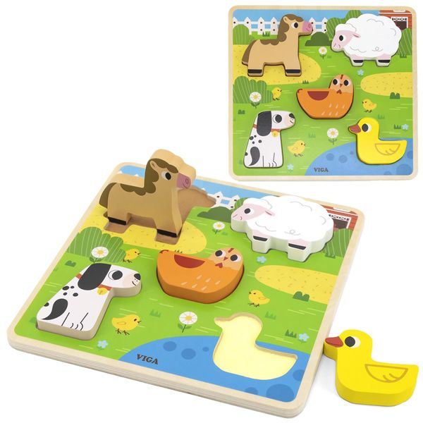 Viga Puzzle In Legno Personalizzato Animali Della Fattoria-image