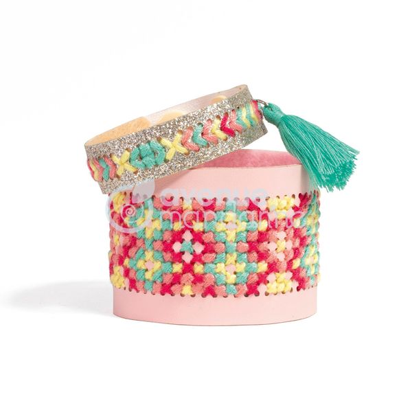 Kit Di Artigianato Braccialetti A Punto Croce In Rosa, A Partire Da 6 Anni, Materiale E Istruzioni Inclusi-image