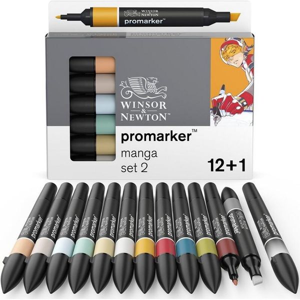 Winsor & Newton Promarker Pennarelli Ad Alcool A Punta E Scalpello, 12+1Pz Manga 2-image