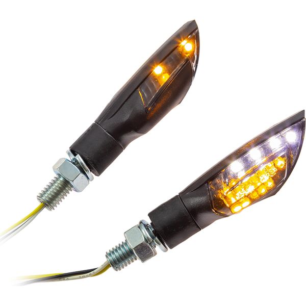 Indicatore Di Direzione Universale Per Moto Led Doppio Con Funzione Di Luce Di Posizione Colorata M8 Omologato E-image
