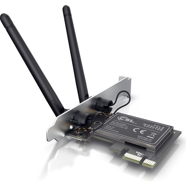 Csl Scheda Di Rete Wlan 2,4 Ghz Pcie - Scheda Adattatore Wifi 300 Mbit S - 2 Antenne Esterne 2Dbi-image