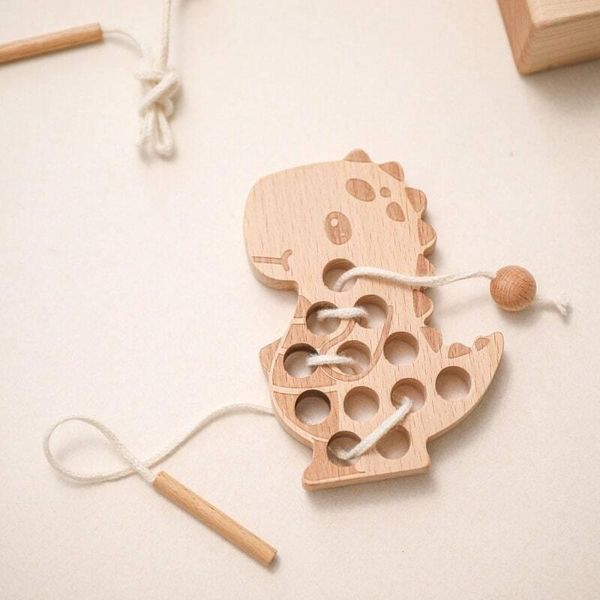 Gioco Da Infilare In Legno Dino Come Giocattolo Da Infilare Per Bambini A Partire Dai 2 Anni Giocattolo In Legno Gioco Di Apprendimento Delle Abilità Motorie Gioco Da Infilare-image