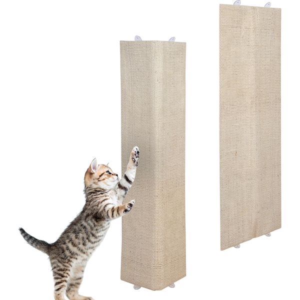 2.02 Set Di 2 Tiragraffi Per Gatti Con 2 Lati - Circa 80 X 27,5 Cm - Sisal Naturale Con Peluche-image