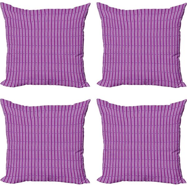 Abakuhaus Set Di Federe Astratte (4 Pezzi), Strisce Sfumate Viola, Stampa Digitale Moderna Su Entrambi I Lati, 50 Cm X 50 Cm, Magenta E Viola-image