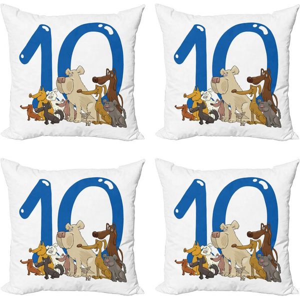 Abakuhaus Set Di Federe (4 Pezzi), Street Dogs Puppies, Stampa Digitale Moderna Su Entrambi I Lati, 40 Cm X 40 Cm, Multicolore-image