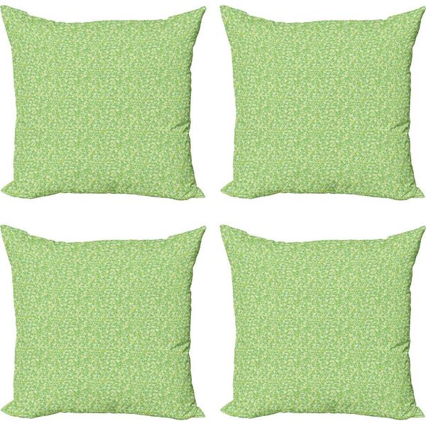 Abakuhaus Set Di Federe Verde Lime (4 Pezzi), Triangoli Piramidali, Stampa Digitale Moderna Su Entrambi I Lati, 60 Cm X 60 Cm, Verde Candeggina E Felce-image
