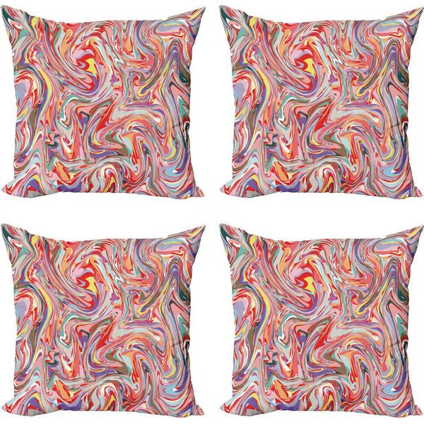 Abakuhaus Set Di Federe Astratte (4 Pezzi), Flow Splash, Stampa Digitale Moderna Su Entrambi I Lati, 45 Cm X 45 Cm, Multicolore-image