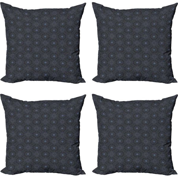 Abakuhaus Set Di Federe Marocchine (4 Pezzi), Stella Geometrica Reale, Stampa Digitale Moderna Su Entrambi I Lati, 40 Cm X 40 Cm, Nero Crema Blu-image
