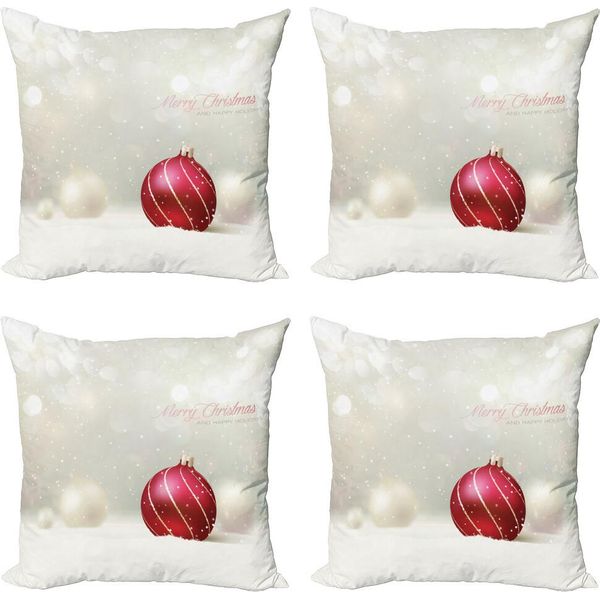 Abakuhaus Set Di Federe Natalizie (4 Pezzi), Paillettes Con Linee, Stampa Digitale Moderna Su Entrambi I Lati, 60 Cm X 60 Cm, Rubino Guscio D'uovo-image