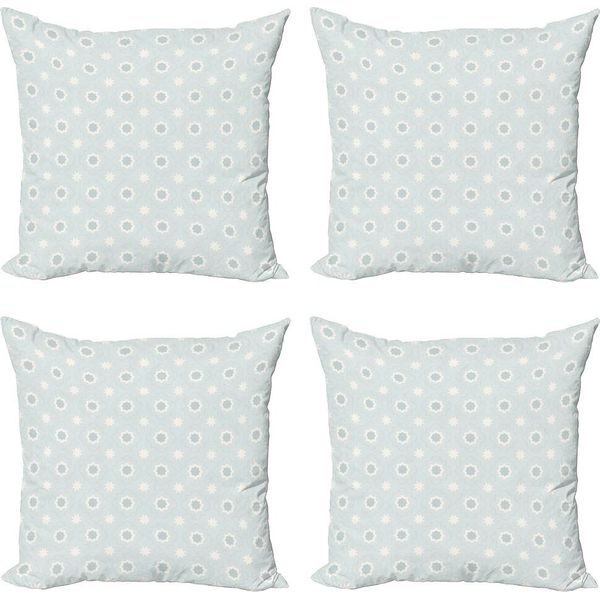 Abakuhaus Set Di Federe Quatrefoil (4 Pezzi), Marocchino, Stampa Digitale Moderna Su Entrambi I Lati, 45 Cm X 45 Cm, Azzurro Bianco-image