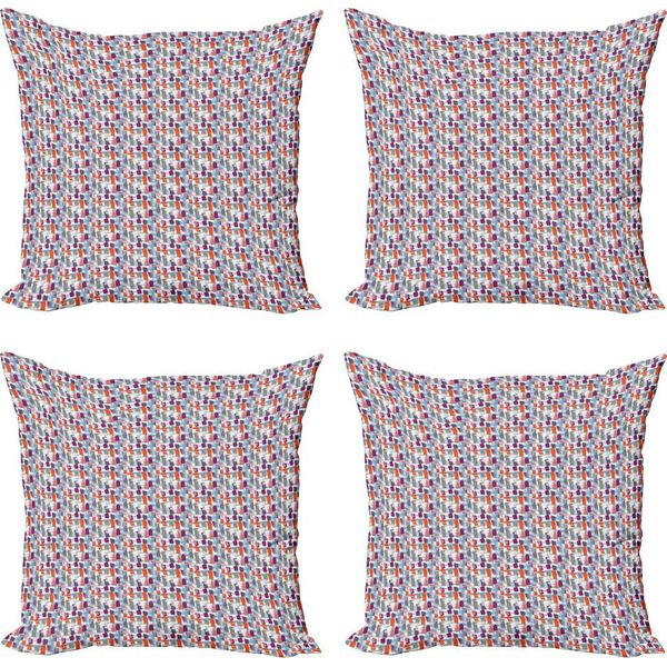 Abakuhaus Set Di Federe Astratte (4 Pezzi), Linee Verticali, Stampa Digitale Moderna Su Entrambi I Lati, 40 Cm X 40 Cm, Multicolore-image