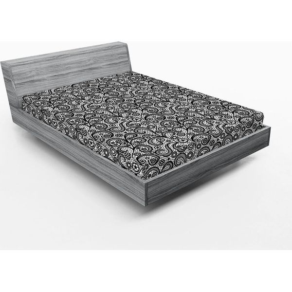 Abakuhaus Lenzuolo Con Angoli Art DéCo, Effetto Pizzo Monocromatico, Motivi Geometrici Con Elementi Botanici, 160 X 200 Cm, Grigio Antracite E Bianco-image