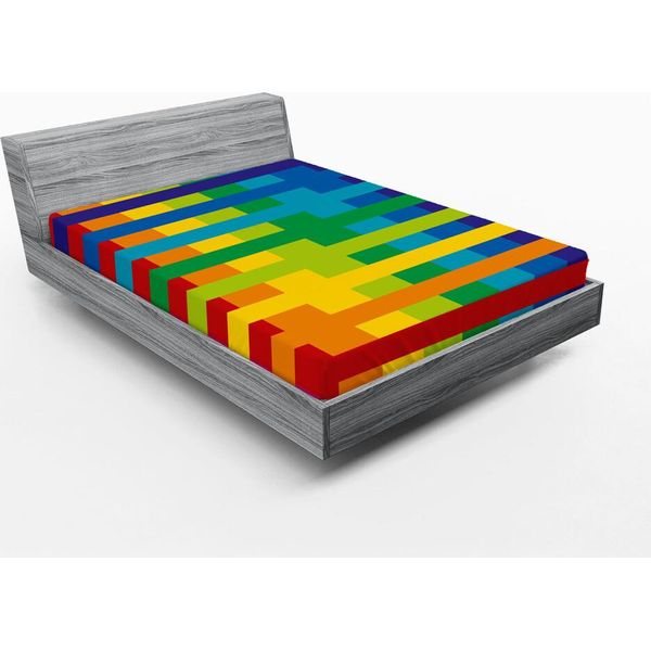 Abakuhaus Lenzuolo Con Angoli Arcobaleno, Colori Vivaci, Stampa Con Forme Geometriche Colorate, 90 X 190 Cm, Multicolore-image