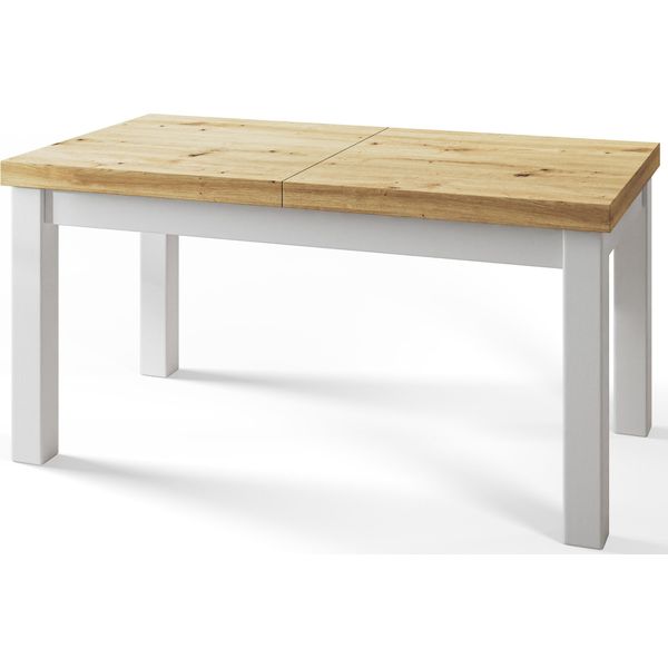 Tavolo Da Pranzo 160 Cm / 210 Cm, Tavolo Allungabile, Tavolo Da Cucina, Tavolo Da Pranzo, Tavolo Da Soggiorno, Tavolo Da Camera, Tavolo Moderno, Tavolo A Soppalco, Gambe Bianche, Classico, 160X90, Artigianale-image