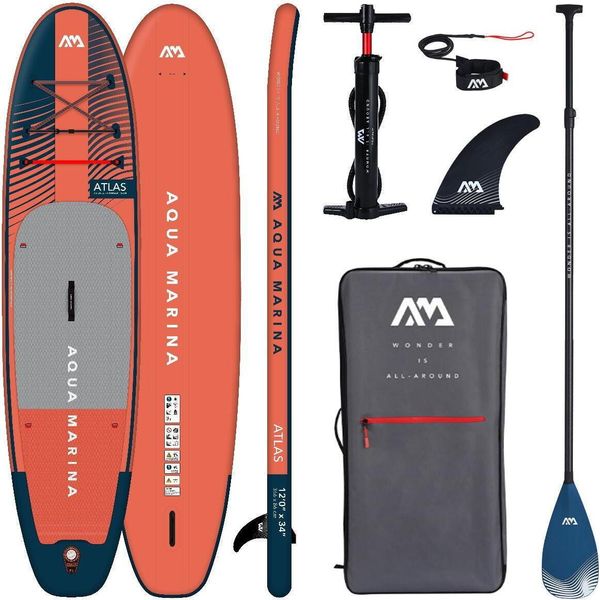 Aqua Marina Atlas 12.0 Isup Board Set Gonfiabile Stand Up Paddle Surfboard 366 Cm-image