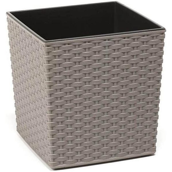 Vaso Da Fiori Lamela Vaso Da Fiori Yuka Eco Wood Ratan, 30 X 30 Cm, Altezza 30,5 Cm, Grigio-image