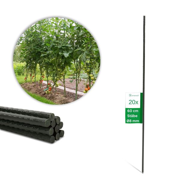 Novatool 20 Bastoni Per Piantare 60 Cm Verdi Diametro 8 Mm Bastoni Per Arrampicarsi In Metallo Plastificato Aiuto Per Arrampicarsi Bastoni Per Pomodori Portafiori-image
